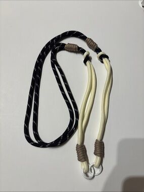 Handmade Two-Tone Rope Lanyard with Cream and Black Cords